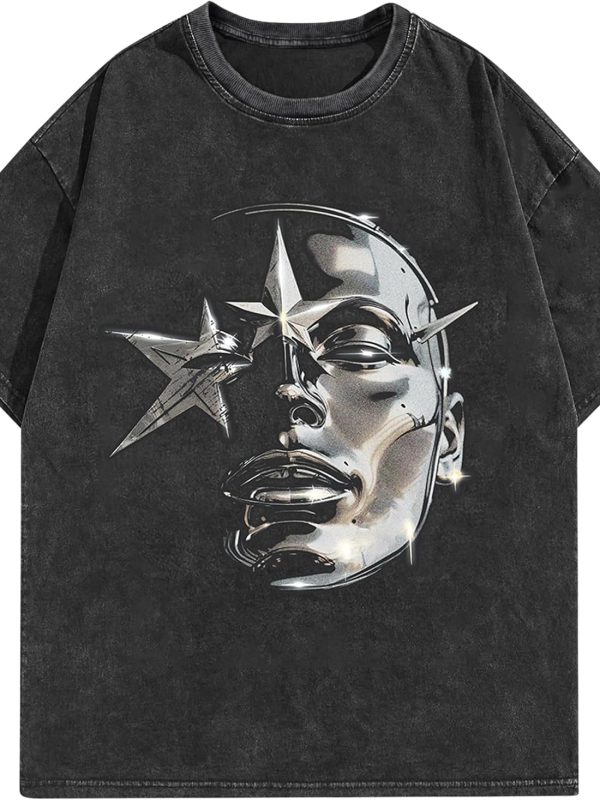 men Graphic Tees Shirt Unisex Cotton Oversized T-Shirt Short Sleeve Vintage Streetwear Casual Tee Top